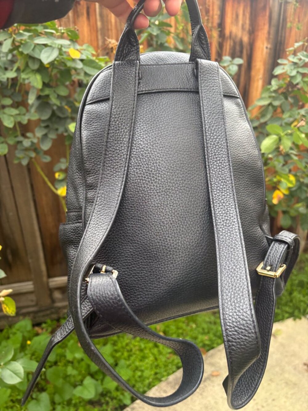 Authentic Michael kors black leather backpack purse - Picture 2 of 9